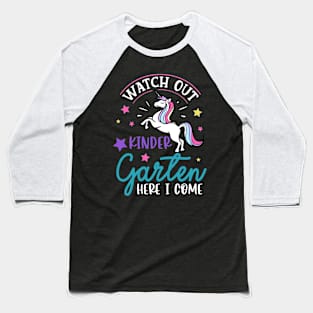 Watch Out Kindergarten Here I Come | Funny First Day of School Teacher Girls & Boys Baseball T-Shirt